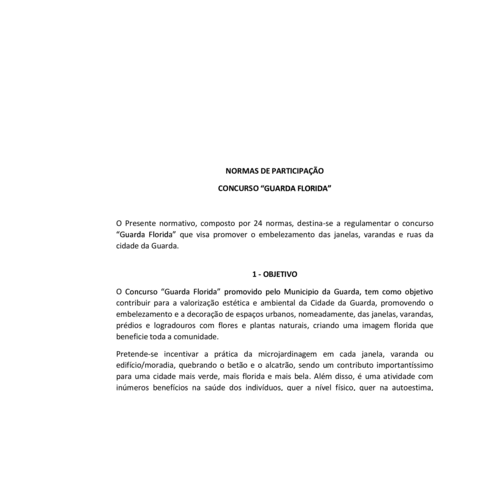 CONCURSO "GUARDA FLORIDA" - NORMAS DE PARTICIPAÇÃO